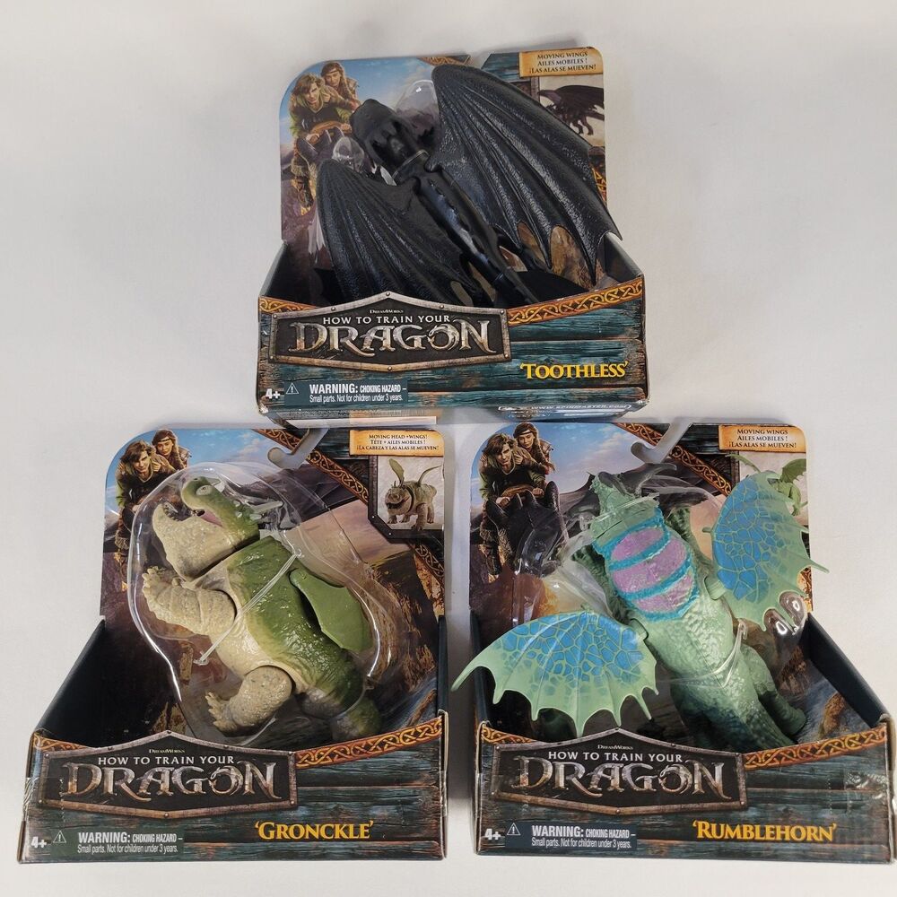 2025 Lot 3 How To Train Your Dragon Toys Toothless Rumblehorn Gronckle Figures